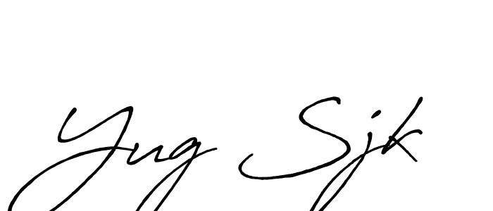 How to make Yug Sjk name signature. Use Antro_Vectra_Bolder style for creating short signs online. This is the latest handwritten sign. Yug Sjk signature style 7 images and pictures png