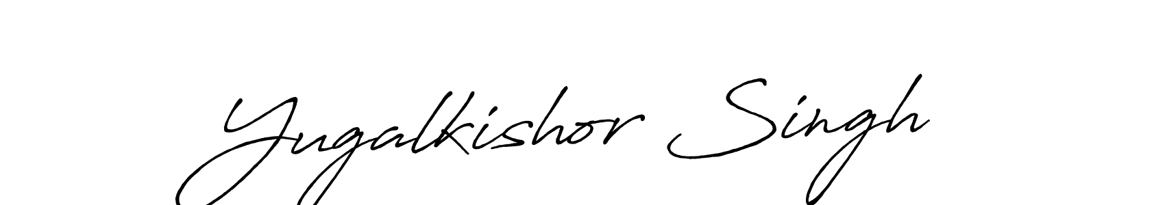 The best way (Antro_Vectra_Bolder) to make a short signature is to pick only two or three words in your name. The name Yugalkishor Singh include a total of six letters. For converting this name. Yugalkishor Singh signature style 7 images and pictures png