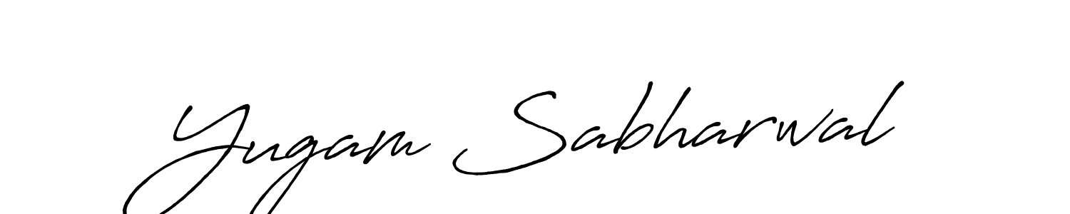 Make a beautiful signature design for name Yugam Sabharwal. With this signature (Antro_Vectra_Bolder) style, you can create a handwritten signature for free. Yugam Sabharwal signature style 7 images and pictures png