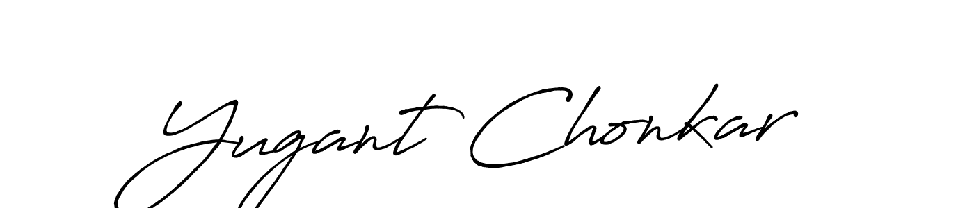 Antro_Vectra_Bolder is a professional signature style that is perfect for those who want to add a touch of class to their signature. It is also a great choice for those who want to make their signature more unique. Get Yugant Chonkar name to fancy signature for free. Yugant Chonkar signature style 7 images and pictures png