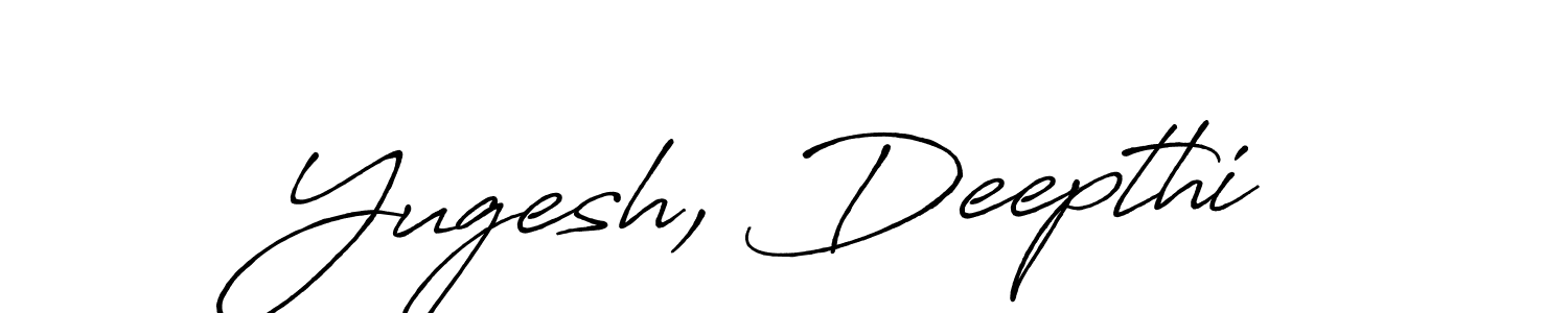 Antro_Vectra_Bolder is a professional signature style that is perfect for those who want to add a touch of class to their signature. It is also a great choice for those who want to make their signature more unique. Get Yugesh, Deepthi name to fancy signature for free. Yugesh, Deepthi signature style 7 images and pictures png