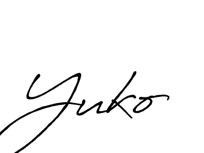 Make a beautiful signature design for name Yuko. With this signature (Antro_Vectra_Bolder) style, you can create a handwritten signature for free. Yuko signature style 7 images and pictures png