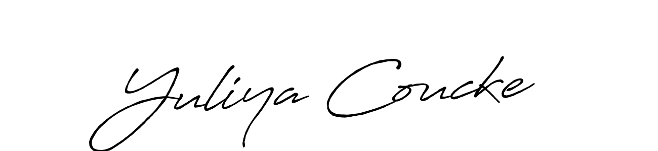 Make a beautiful signature design for name Yuliya Coucke. With this signature (Antro_Vectra_Bolder) style, you can create a handwritten signature for free. Yuliya Coucke signature style 7 images and pictures png