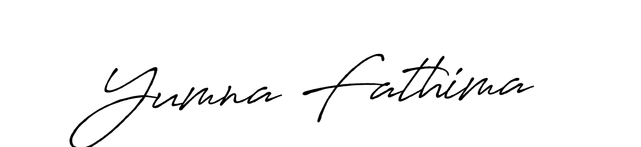How to make Yumna Fathima name signature. Use Antro_Vectra_Bolder style for creating short signs online. This is the latest handwritten sign. Yumna Fathima signature style 7 images and pictures png