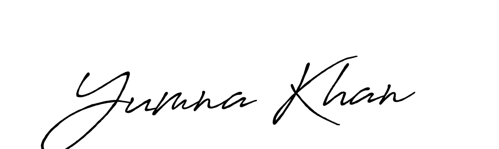 Make a beautiful signature design for name Yumna Khan. With this signature (Antro_Vectra_Bolder) style, you can create a handwritten signature for free. Yumna Khan signature style 7 images and pictures png