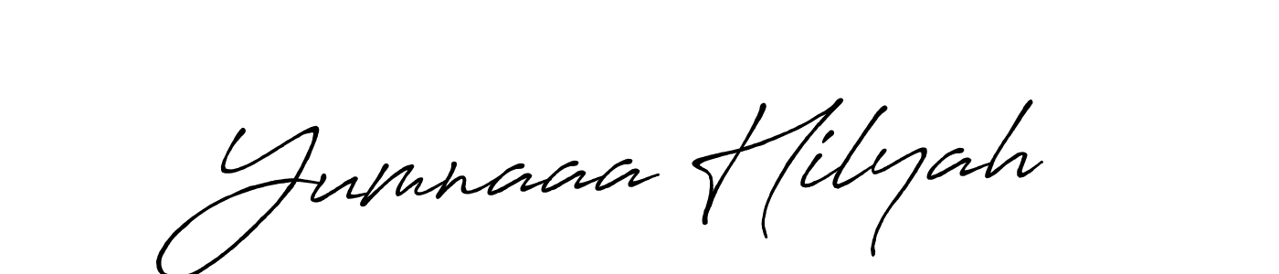 Design your own signature with our free online signature maker. With this signature software, you can create a handwritten (Antro_Vectra_Bolder) signature for name Yumnaaa Hilyah. Yumnaaa Hilyah signature style 7 images and pictures png