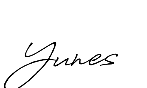 Use a signature maker to create a handwritten signature online. With this signature software, you can design (Antro_Vectra_Bolder) your own signature for name Yunes. Yunes signature style 7 images and pictures png