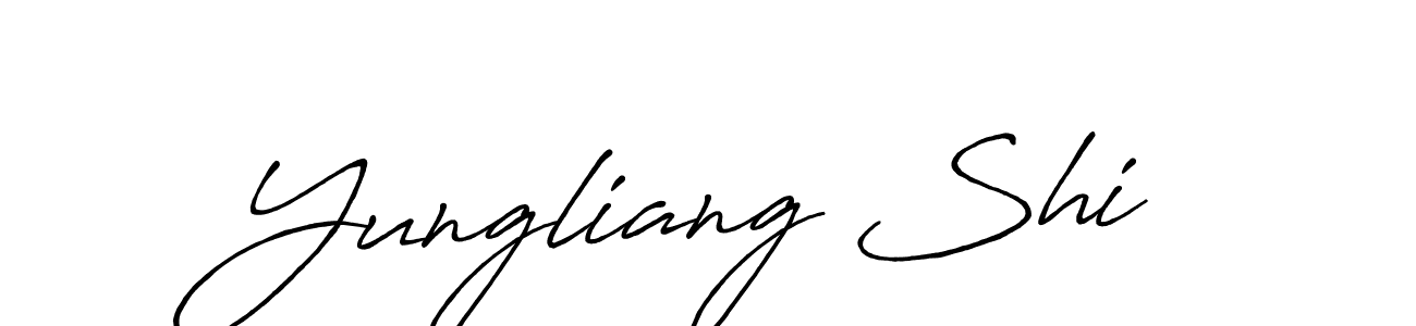 You should practise on your own different ways (Antro_Vectra_Bolder) to write your name (Yungliang Shi) in signature. don't let someone else do it for you. Yungliang Shi signature style 7 images and pictures png