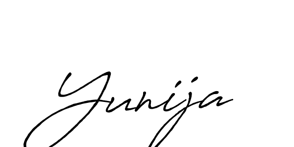 Create a beautiful signature design for name Yunija. With this signature (Antro_Vectra_Bolder) fonts, you can make a handwritten signature for free. Yunija signature style 7 images and pictures png