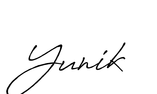 Yunik stylish signature style. Best Handwritten Sign (Antro_Vectra_Bolder) for my name. Handwritten Signature Collection Ideas for my name Yunik. Yunik signature style 7 images and pictures png