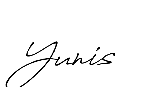 Create a beautiful signature design for name Yunis. With this signature (Antro_Vectra_Bolder) fonts, you can make a handwritten signature for free. Yunis signature style 7 images and pictures png