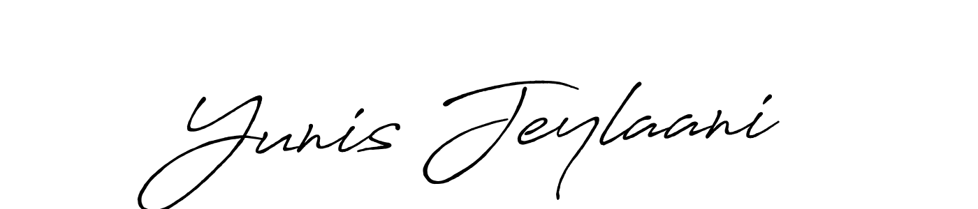 Create a beautiful signature design for name Yunis Jeylaani. With this signature (Antro_Vectra_Bolder) fonts, you can make a handwritten signature for free. Yunis Jeylaani signature style 7 images and pictures png