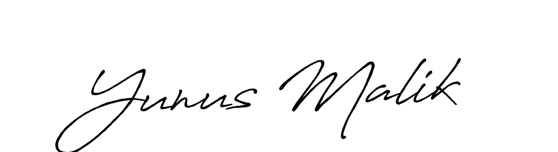 Yunus Malik stylish signature style. Best Handwritten Sign (Antro_Vectra_Bolder) for my name. Handwritten Signature Collection Ideas for my name Yunus Malik. Yunus Malik signature style 7 images and pictures png