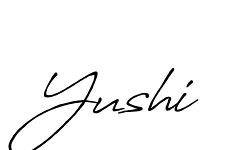 Also You can easily find your signature by using the search form. We will create Yushi name handwritten signature images for you free of cost using Antro_Vectra_Bolder sign style. Yushi signature style 7 images and pictures png