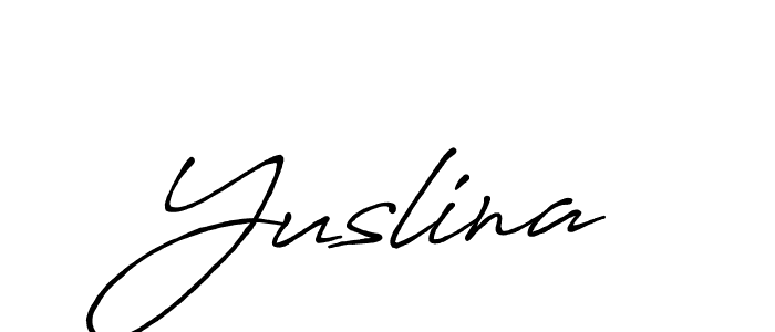 if you are searching for the best signature style for your name Yuslina. so please give up your signature search. here we have designed multiple signature styles  using Antro_Vectra_Bolder. Yuslina signature style 7 images and pictures png