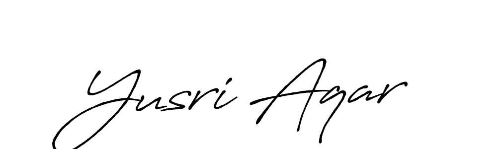 Make a beautiful signature design for name Yusri Aqar. With this signature (Antro_Vectra_Bolder) style, you can create a handwritten signature for free. Yusri Aqar signature style 7 images and pictures png