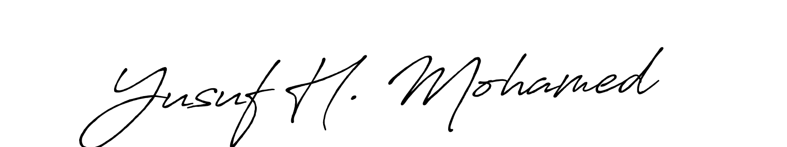 The best way (Antro_Vectra_Bolder) to make a short signature is to pick only two or three words in your name. The name Yusuf H. Mohamed include a total of six letters. For converting this name. Yusuf H. Mohamed signature style 7 images and pictures png