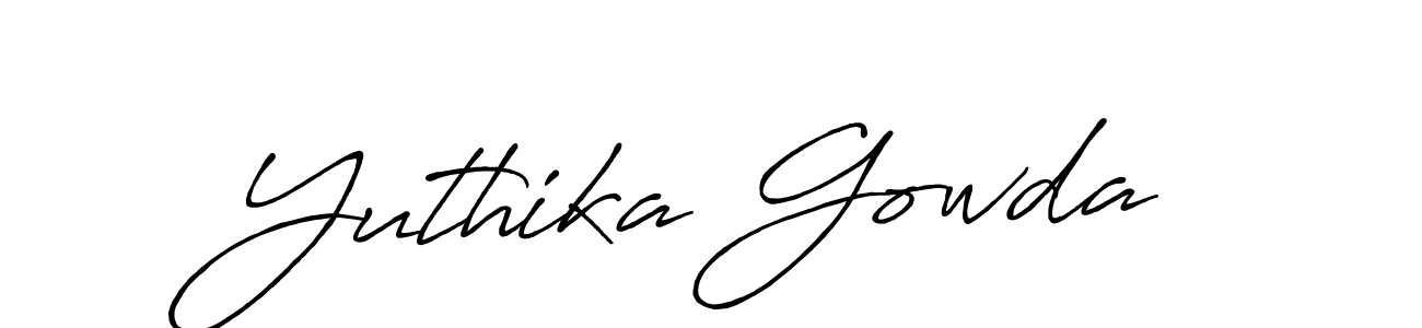 How to make Yuthika Gowda name signature. Use Antro_Vectra_Bolder style for creating short signs online. This is the latest handwritten sign. Yuthika Gowda signature style 7 images and pictures png