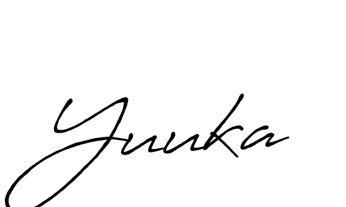 Use a signature maker to create a handwritten signature online. With this signature software, you can design (Antro_Vectra_Bolder) your own signature for name Yuuka. Yuuka signature style 7 images and pictures png