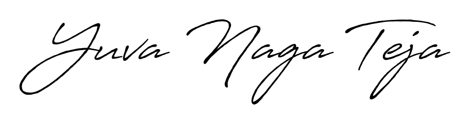 Looking for an artistic signature for Yuva Naga Teja? The Antro_Vectra_Bolder calligraphy style gives a sophisticated flow suitable for business cards and emails. Yuva Naga Teja signature style 7 images and pictures png