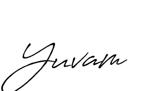 Use a signature maker to create a handwritten signature online. With this signature software, you can design (Antro_Vectra_Bolder) your own signature for name Yuvam. Yuvam signature style 7 images and pictures png