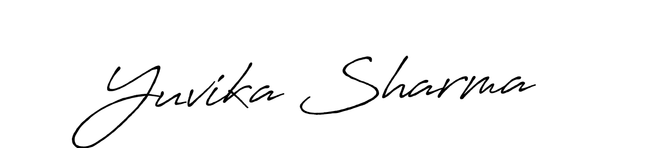 Yuvika Sharma stylish signature style. Best Handwritten Sign (Antro_Vectra_Bolder) for my name. Handwritten Signature Collection Ideas for my name Yuvika Sharma. Yuvika Sharma signature style 7 images and pictures png