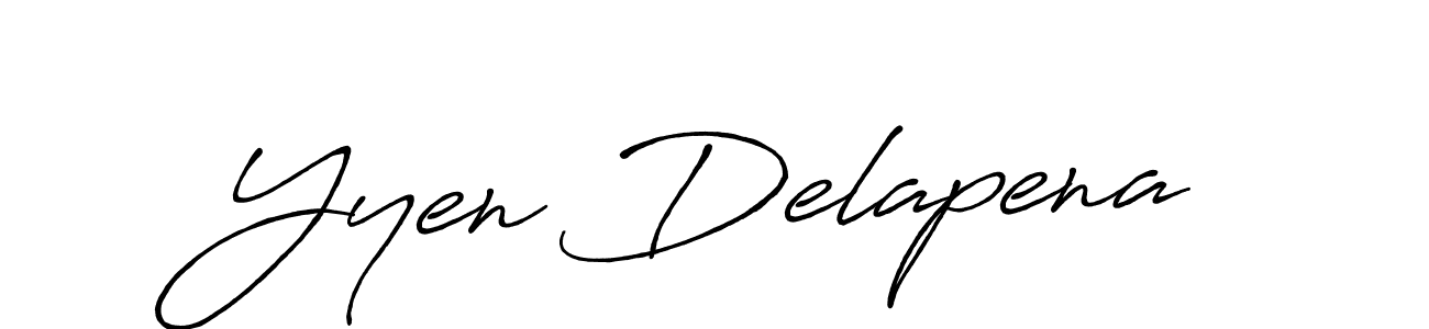 You should practise on your own different ways (Antro_Vectra_Bolder) to write your name (Yyen Delapena) in signature. don't let someone else do it for you. Yyen Delapena signature style 7 images and pictures png