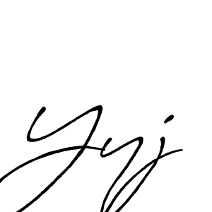 How to make Yyj name signature. Use Antro_Vectra_Bolder style for creating short signs online. This is the latest handwritten sign. Yyj signature style 7 images and pictures png