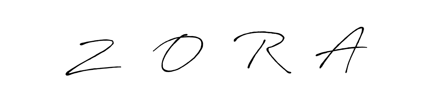 The best way (Antro_Vectra_Bolder) to make a short signature is to pick only two or three words in your name. The name Z    O   R   A include a total of six letters. For converting this name. Z    O   R   A signature style 7 images and pictures png