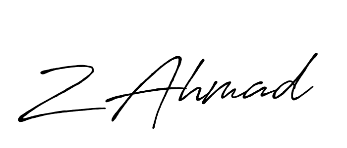 Create a beautiful signature design for name Z Ahmad. With this signature (Antro_Vectra_Bolder) fonts, you can make a handwritten signature for free. Z Ahmad signature style 7 images and pictures png