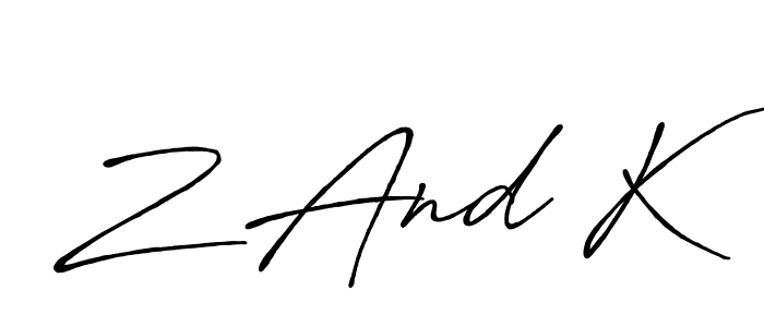 if you are searching for the best signature style for your name Z And K. so please give up your signature search. here we have designed multiple signature styles  using Antro_Vectra_Bolder. Z And K signature style 7 images and pictures png