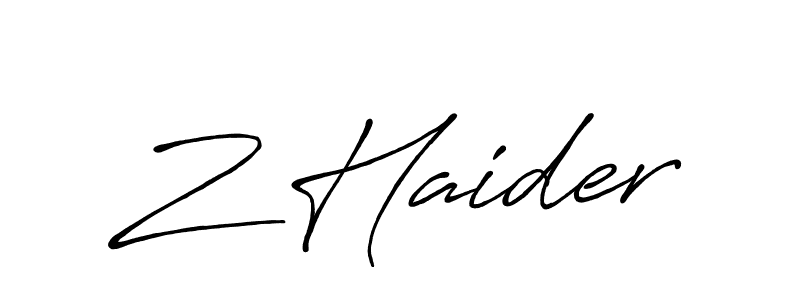 The best way (Antro_Vectra_Bolder) to make a short signature is to pick only two or three words in your name. The name Z Haider include a total of six letters. For converting this name. Z Haider signature style 7 images and pictures png