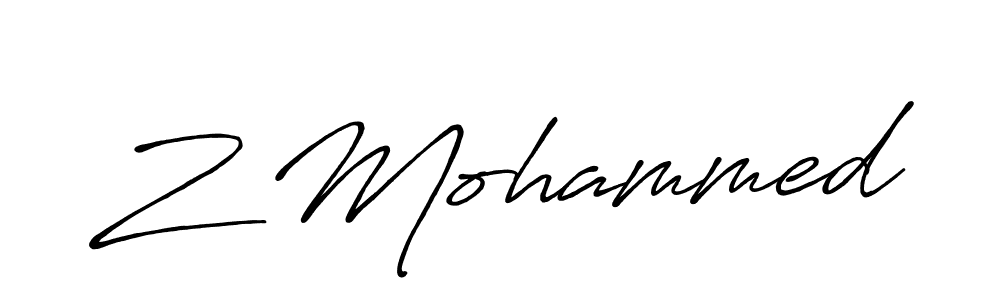 Create a beautiful signature design for name Z Mohammed. With this signature (Antro_Vectra_Bolder) fonts, you can make a handwritten signature for free. Z Mohammed signature style 7 images and pictures png