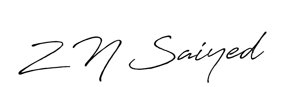 How to make Z N Saiyed name signature. Use Antro_Vectra_Bolder style for creating short signs online. This is the latest handwritten sign. Z N Saiyed signature style 7 images and pictures png