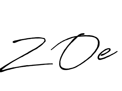 The best way (Antro_Vectra_Bolder) to make a short signature is to pick only two or three words in your name. The name Z Oe include a total of six letters. For converting this name. Z Oe signature style 7 images and pictures png