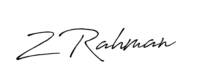 Also You can easily find your signature by using the search form. We will create Z Rahman name handwritten signature images for you free of cost using Antro_Vectra_Bolder sign style. Z Rahman signature style 7 images and pictures png
