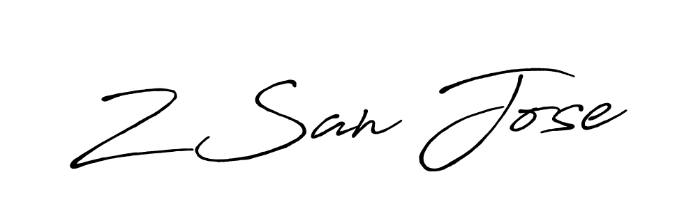 Also You can easily find your signature by using the search form. We will create Z San Jose name handwritten signature images for you free of cost using Antro_Vectra_Bolder sign style. Z San Jose signature style 7 images and pictures png