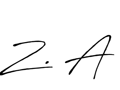 Create a beautiful signature design for name Z. A. With this signature (Antro_Vectra_Bolder) fonts, you can make a handwritten signature for free. Z. A signature style 7 images and pictures png