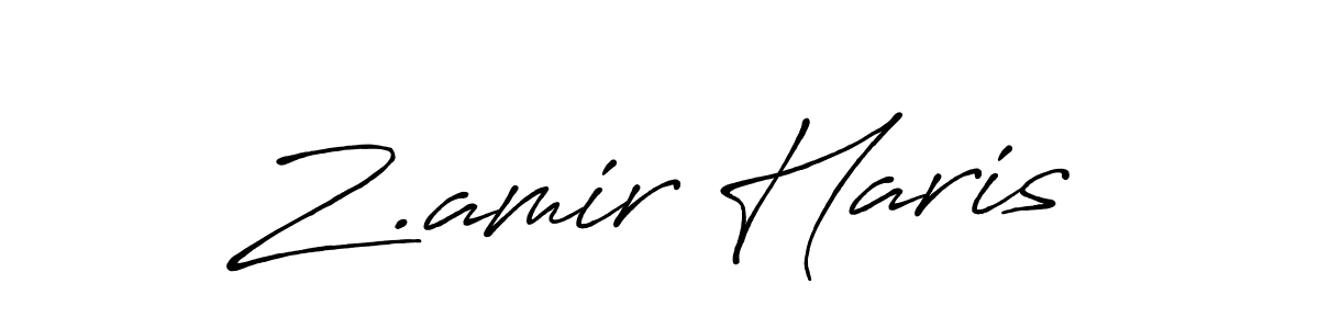 How to make Z.amir Haris name signature. Use Antro_Vectra_Bolder style for creating short signs online. This is the latest handwritten sign. Z.amir Haris signature style 7 images and pictures png
