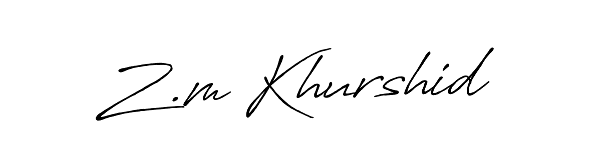 The best way (Antro_Vectra_Bolder) to make a short signature is to pick only two or three words in your name. The name Z.m Khurshid include a total of six letters. For converting this name. Z.m Khurshid signature style 7 images and pictures png