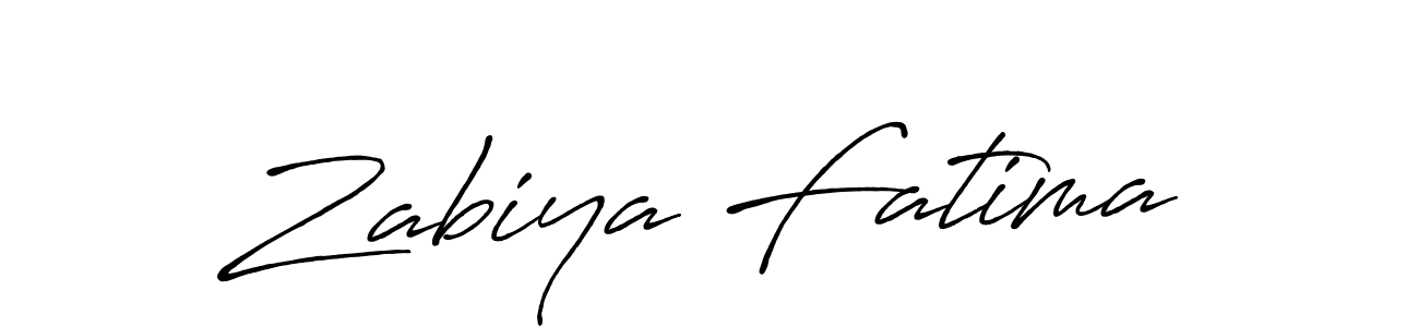 Create a beautiful signature design for name Zabiya Fatima. With this signature (Antro_Vectra_Bolder) fonts, you can make a handwritten signature for free. Zabiya Fatima signature style 7 images and pictures png