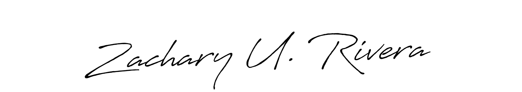 How to make Zachary U. Rivera name signature. Use Antro_Vectra_Bolder style for creating short signs online. This is the latest handwritten sign. Zachary U. Rivera signature style 7 images and pictures png