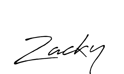 Create a beautiful signature design for name Zacky. With this signature (Antro_Vectra_Bolder) fonts, you can make a handwritten signature for free. Zacky signature style 7 images and pictures png