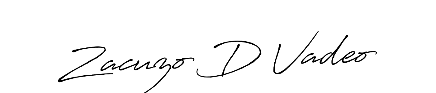 How to make Zacuzo D Vadeo name signature. Use Antro_Vectra_Bolder style for creating short signs online. This is the latest handwritten sign. Zacuzo D Vadeo signature style 7 images and pictures png