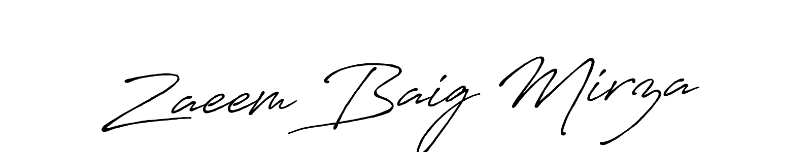 Make a beautiful signature design for name Zaeem Baig Mirza. With this signature (Antro_Vectra_Bolder) style, you can create a handwritten signature for free. Zaeem Baig Mirza signature style 7 images and pictures png