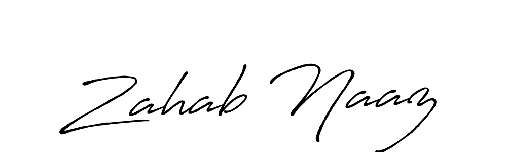 Make a beautiful signature design for name Zahab Naaz. With this signature (Antro_Vectra_Bolder) style, you can create a handwritten signature for free. Zahab Naaz signature style 7 images and pictures png