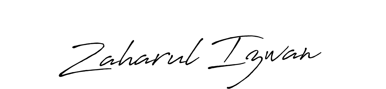 The best way (Antro_Vectra_Bolder) to make a short signature is to pick only two or three words in your name. The name Zaharul Izwan include a total of six letters. For converting this name. Zaharul Izwan signature style 7 images and pictures png