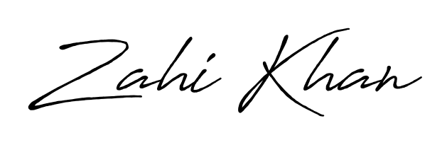 Get an exclusive digital autograph for Zahi Khan. The Antro_Vectra_Bolder typeface captures the charm of real penmanship on paper. Zahi Khan signature style 7 images and pictures png
