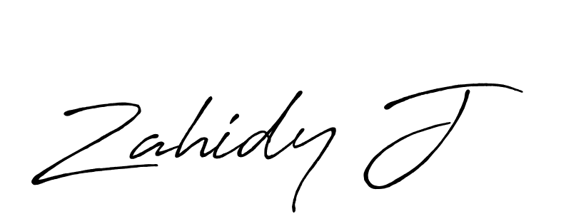 How to make Zahidy J name signature. Use Antro_Vectra_Bolder style for creating short signs online. This is the latest handwritten sign. Zahidy J signature style 7 images and pictures png