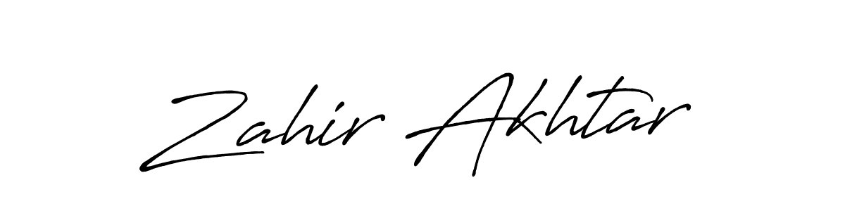 How to make Zahir Akhtar name signature. Use Antro_Vectra_Bolder style for creating short signs online. This is the latest handwritten sign. Zahir Akhtar signature style 7 images and pictures png